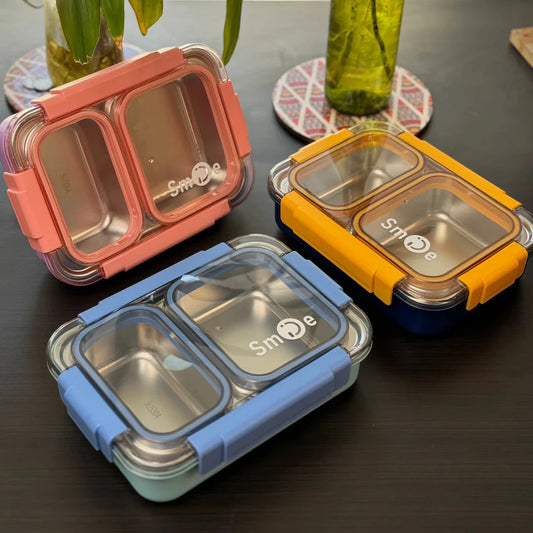 100% Leakproof & 2 Grid Stainless Steel Lunch Box 