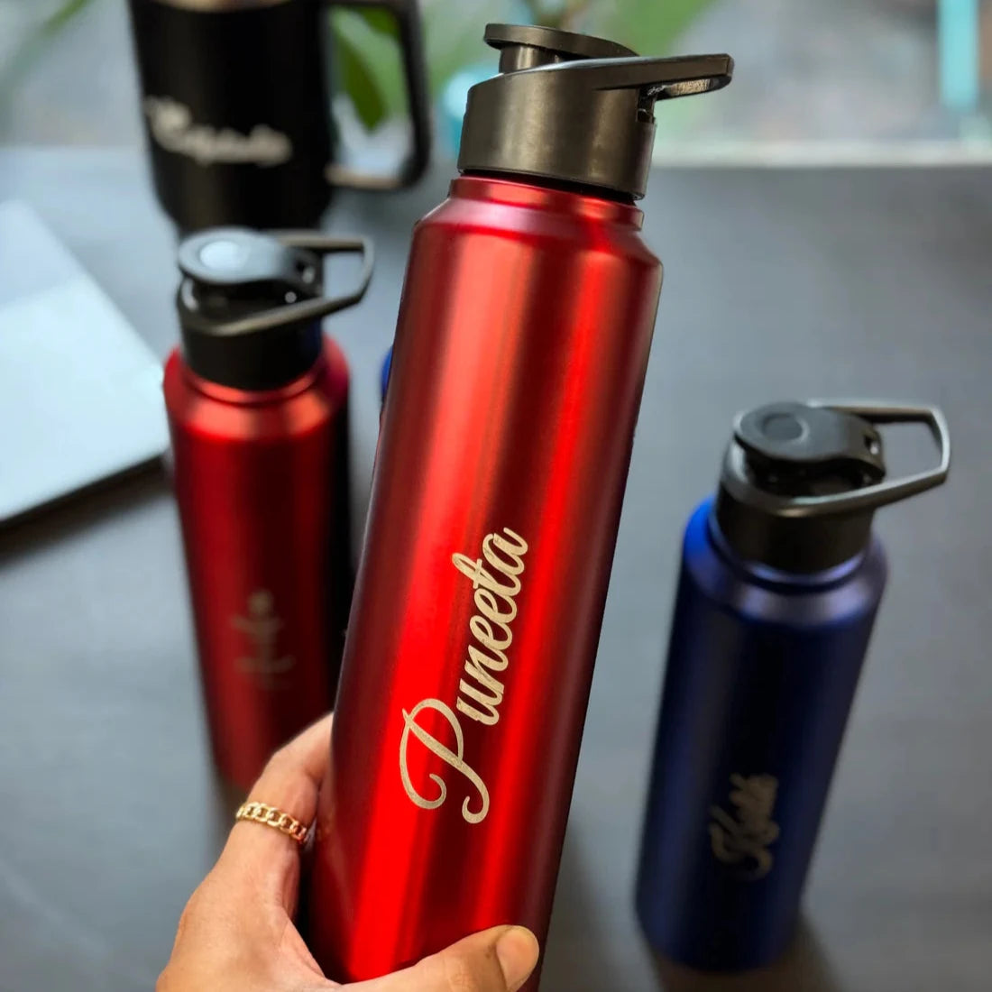 Customised Name Engraved Stainless Steel Water Bottle 