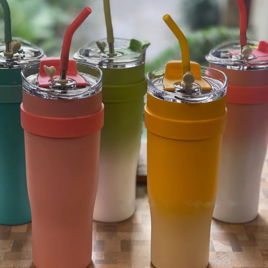 Insulated Coffee Tumblers With Handle And Straw (1200 ML)