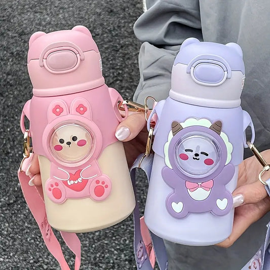 Cute Animal Theme Stainless Steel Water Bottle for Kids - 500 Ml