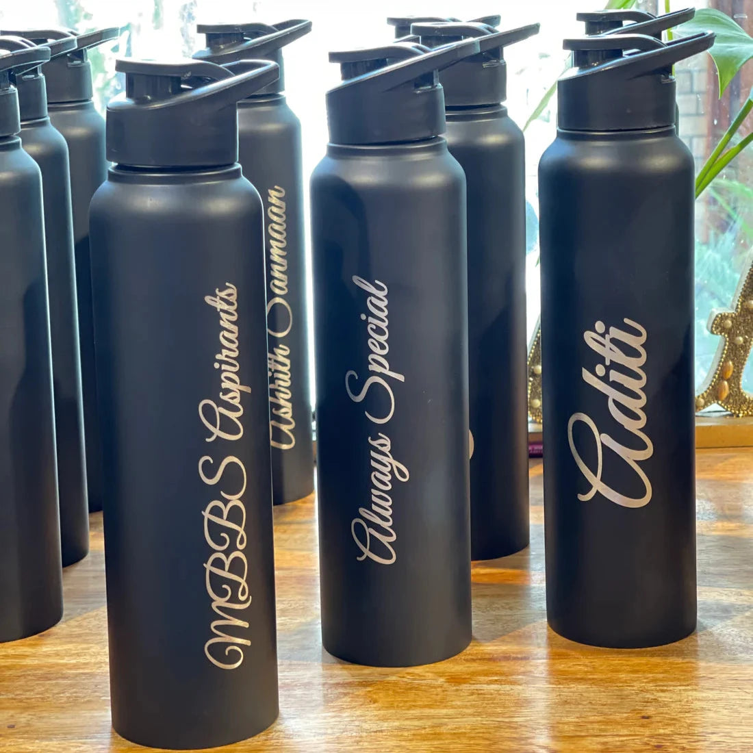 Personalised Stainless Steel Black 1 Litre Water Bottle