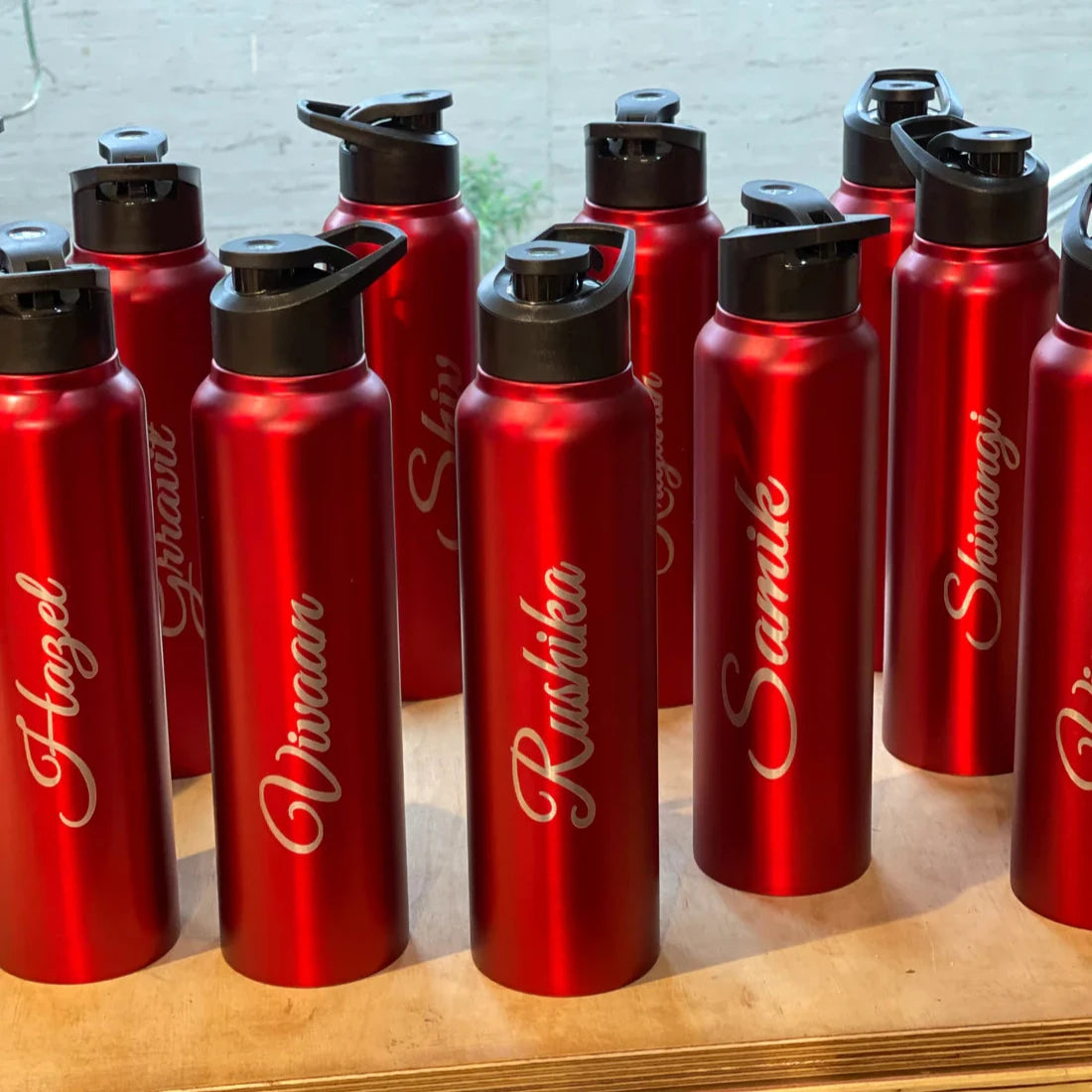 Personalised Stainless Steel Matte Red 1 Litre Water Bottle