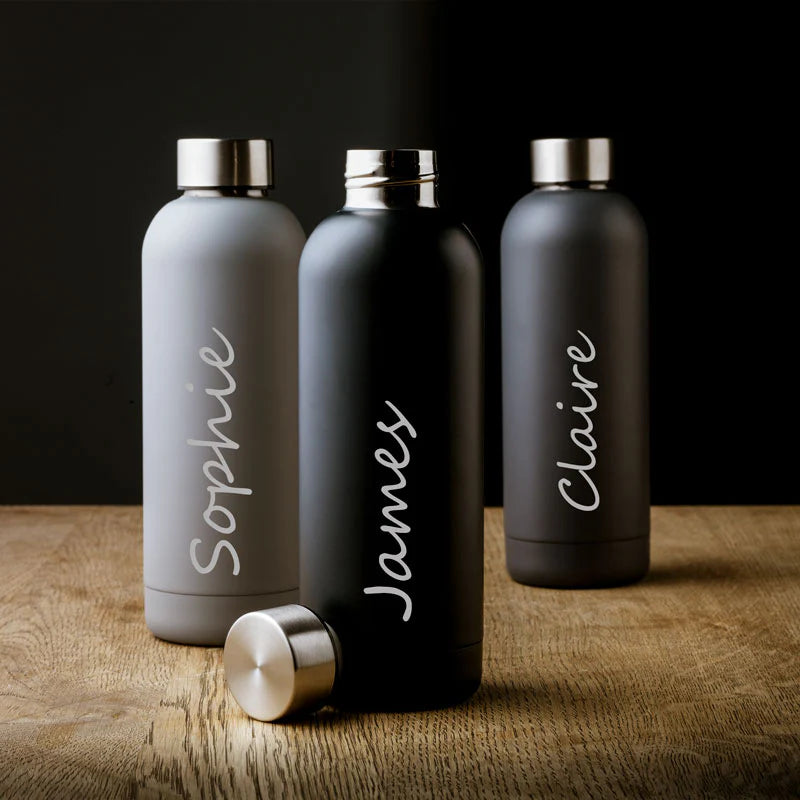 Name Personalised & Engraved Hot & Cold Double Wall Stainless Steel Water Bottle